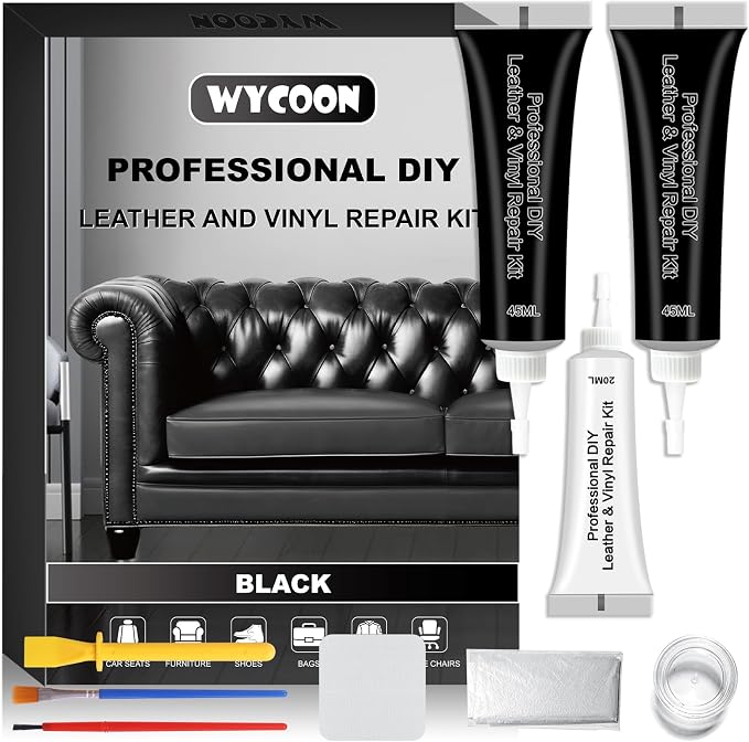 Black Leather & Vinyl Repair Kit, Fix Fading, and Peeling on Leather and Vinyl by WYCOON