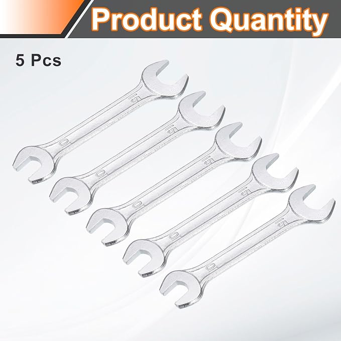 HARFINGTON 5pcs Double Open End Wrench 10mm x 15mm Metric 15 Degree Offset - Image 3