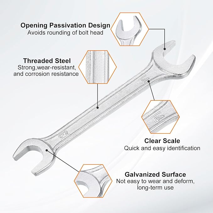 HARFINGTON 2pcs Double Open End Wrench 13mm x 14mm Metric 15 Degree Offset - Image 4