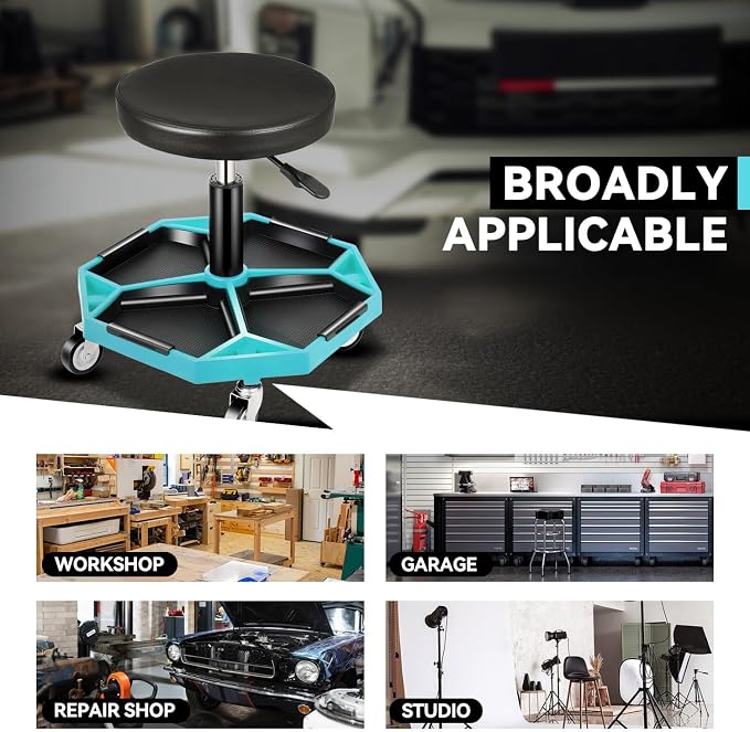 Auto Dynasty Mechanic Stool, Adjustable Rolling Pneumatic Creeper Garage Shop - Image 5