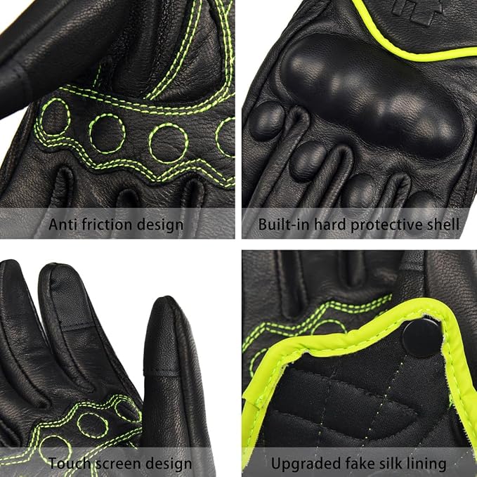Harssidanzar Women's Motorcycle Gloves, Leather Motorcycle Gloves, Motorbike - Image 2
