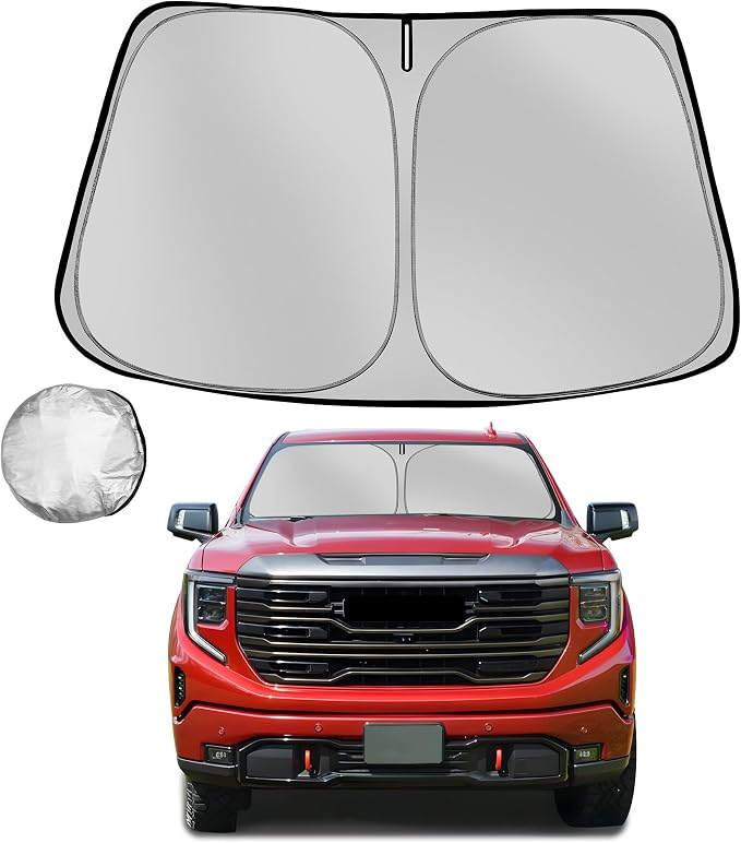 Windshield Sun Shade for 2019-2025 GMC Sierra 1500 2500 3500 Foldable Sun by Fonowka