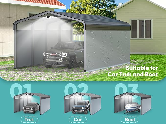 Metal Carport, Carport Canopy 12x20 Heavy Duty All Weather, Car Tent Garage - Image 8