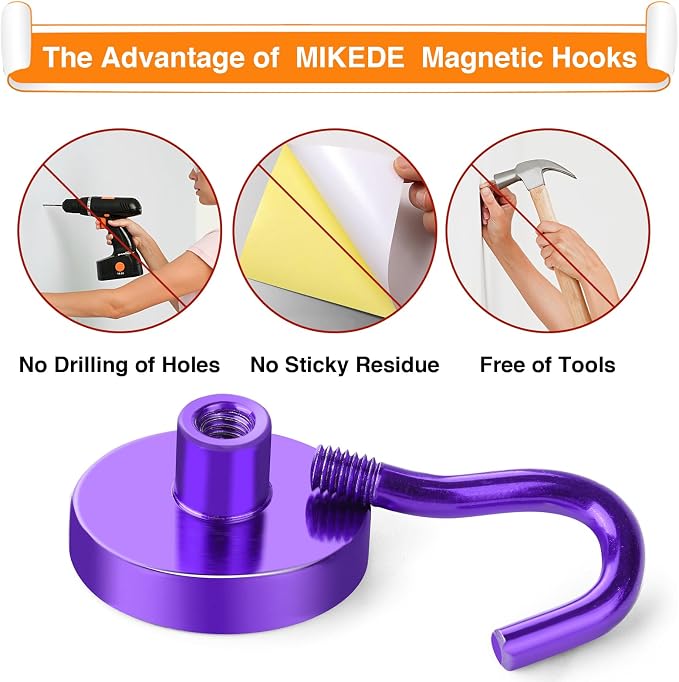 MIKEDE Magnetic Hooks, 40Lbs+ Heavy Duty Magnet Hooks - Image 5