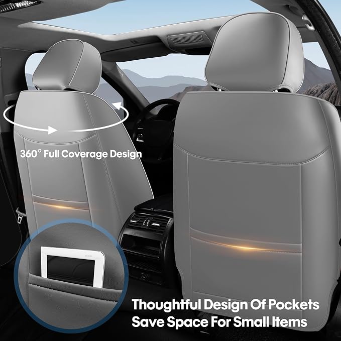 AOOG Front Seat Covers, Car Seat Covers Front Seats, Leather Seat Covers - Image 2