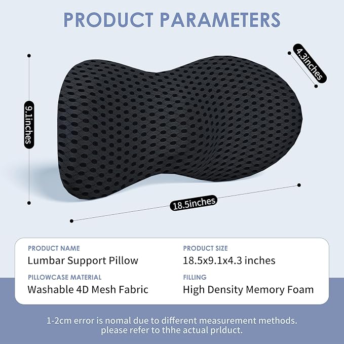 Lumbar Support Pillow Ergonomic Memory Foam Lumbar Pillow, Relieve Back Pain - Image 6