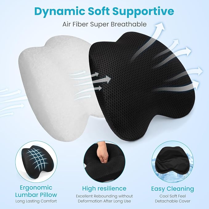 Lumbar Support Pillow Office Chair Car Back Pillow Ergonomic Lower Back Pain - Image 3