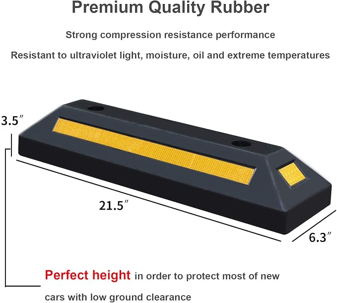 2 Pack Rubber Parking Guide Blocks Heavy Duty Wheel Stop Stoppers - Image 5