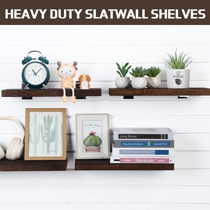 4 Pack Wooden Slatwall Shelf, 16.1" D x 6.7" W x 1.1" H Slatwall Shelves - Image 4