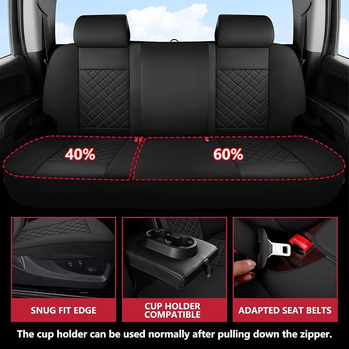 BABYBLU Chevy Chevrolet Silverado GMC Sierra Car Seat Covers Fit 2007-2023 2024 - Image 3