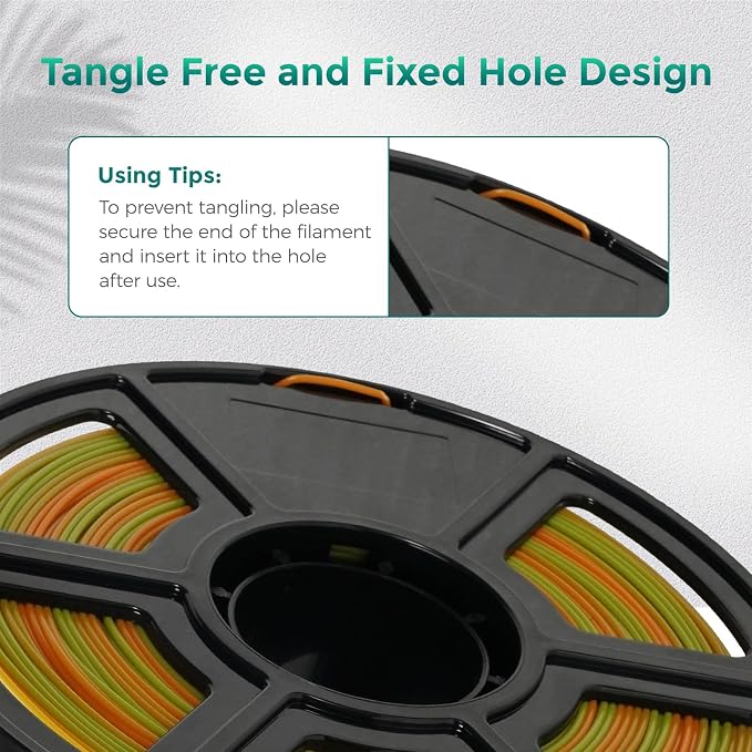 FLASHFORGE PLA Filament 1.75mm +/- 0.02mm Orange to Green Gradient, Smooth - Image 4