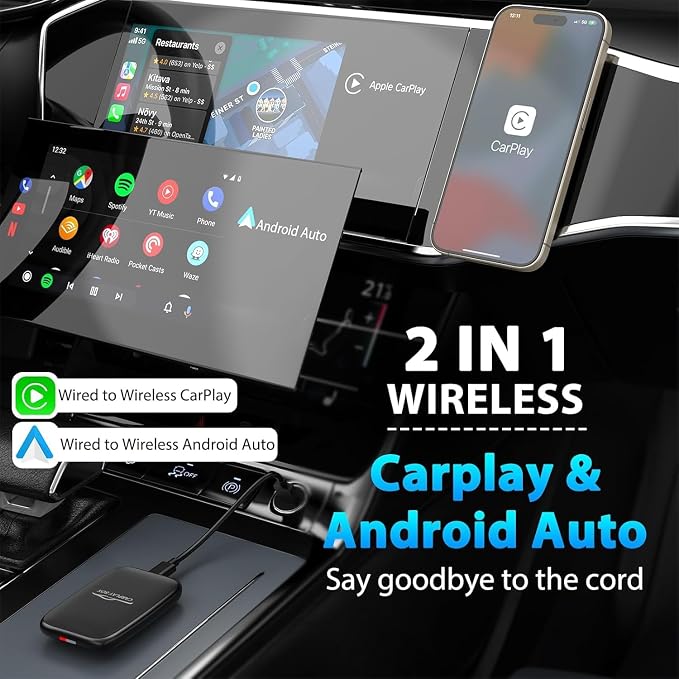 2025 Upgraded Wireless Carplay and Android Auto Dongle Support Netflix/YouTube - Image 2