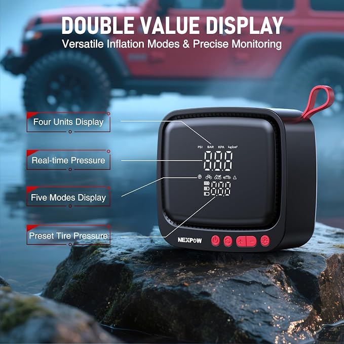 NEXPOW Tire Inflator Portable Air Compressor, 180 PSI Cordless Air Pump - Image 6