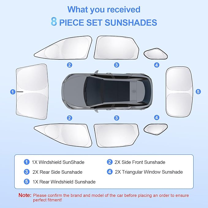 8pcs Car Window Shades for Lexus RX2023-Present Accessories, Windshield Side - Image 7