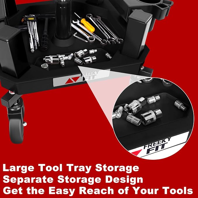 Rolling Stool with Wheels, Adjustable Shop Stool Mechanic Seat, Garage Shop - Image 5
