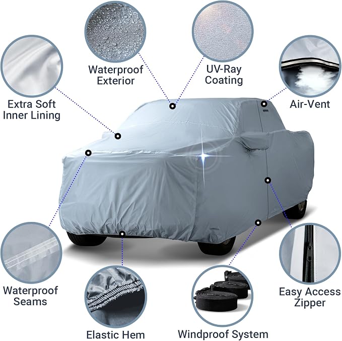 iCarCover Fits 2004-2024 Silverado 1500 Crew Cab, 5.8 ft Short Bed Chevy Truck - Image 4