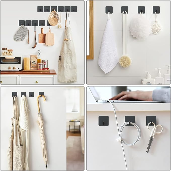 VIS'V Adhesive Hooks, Heavy Duty Shower Wall Stick on Hooks, Waterproof - Image 2