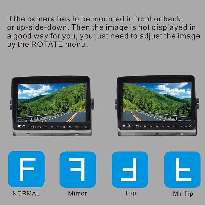AHD 1080P 7" Reverse Rear View Backup Dual Camera System, Two Cameras - Image 4