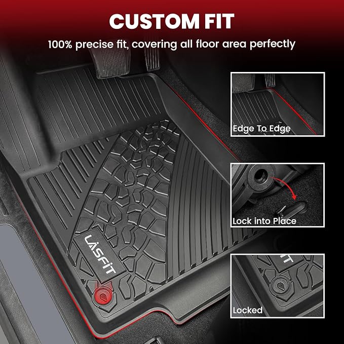 LASFIT Floor Mats for Jeep Cherokee 2015-2023 All Weather TPE Custom Fit Car - Image 2