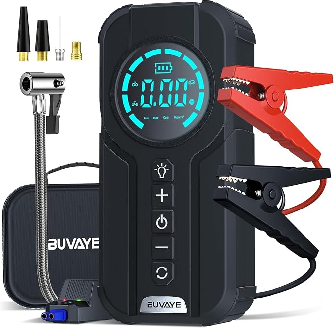 5000A Jump Starter with Air Compressor, 150PSI Battery Jumper Starter Portable by BUVAYE