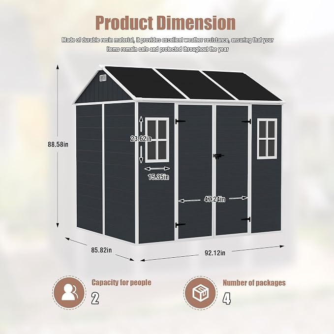 MyVoice 8x7 FT Outdoor Resin Storage Shed - Image 7