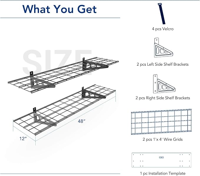 FLEXIMOUNTS 2-Pack 1x4ft 12-inch-by-48-inch Wall Shelf Garage Storage Rack Wall - Image 2
