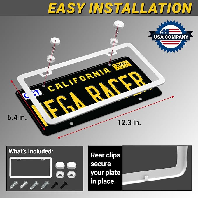 Premium Slim Sleek White License Plate Frame – 1 Pack, Rust-Free & Rattle-Free - Image 6