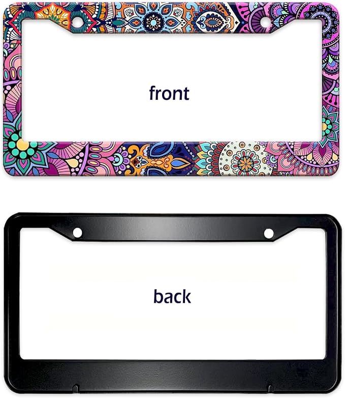 Mandala License Plate Frame, Boho Floral License Plate Holder, Flower Car Tag - Image 8