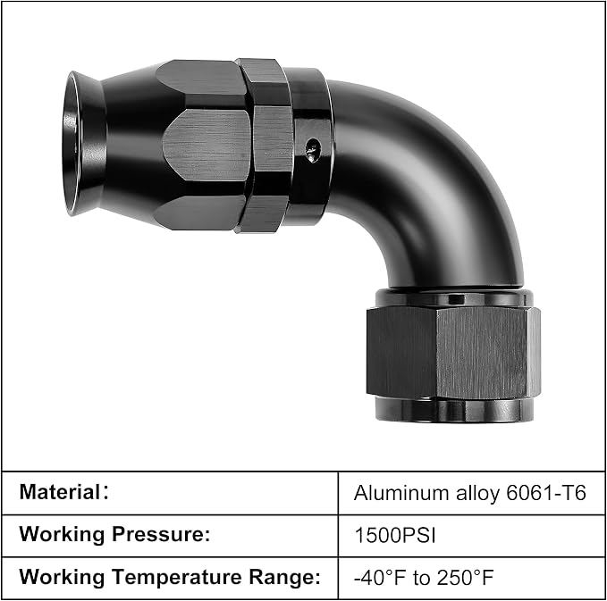 EVIL ENERGY 6AN 90 Degree PTFE One Piece Full Flow End Hose Fitting Aluminum - Image 3