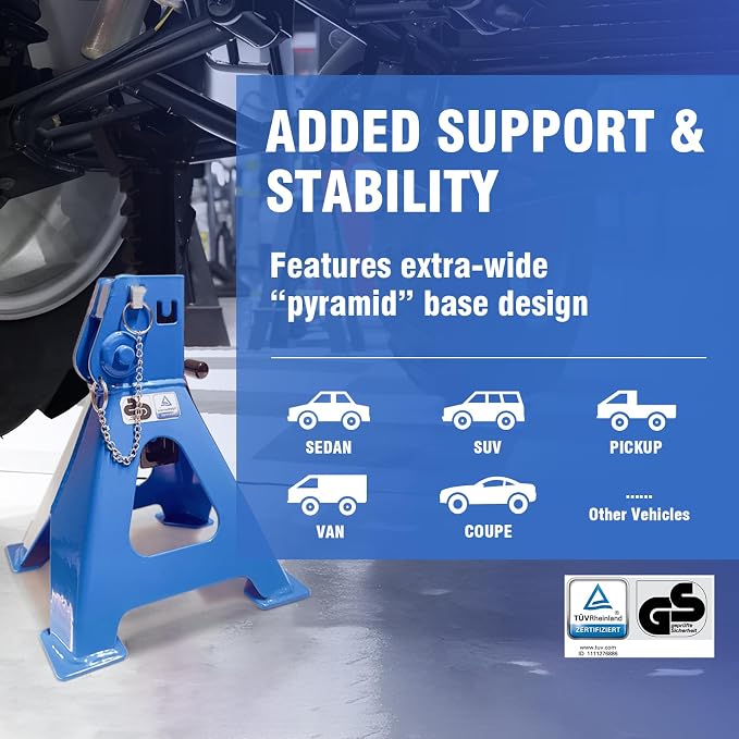 Car Jack Stands 2 Ton with Double Locking and Large Foot Base - Image 5