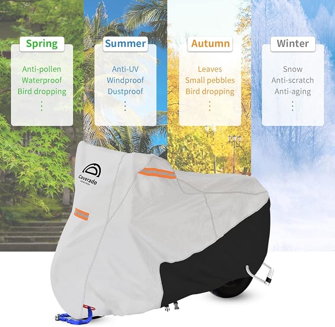 Coverado Motorcycle Cover Waterproof, All Weather Protection Outdoor Full - Image 9