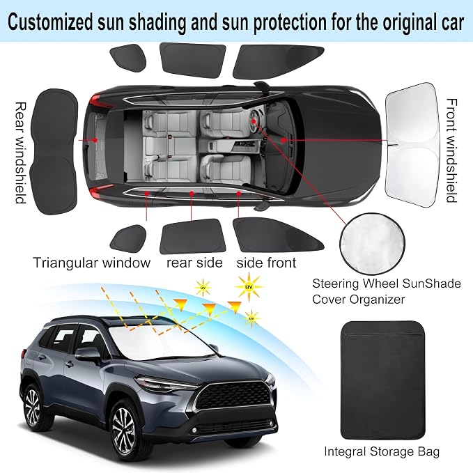 TINGLU Window Shades for Toyota Corolla Cross 2022-2024 2025 Accessories Car - Image 3