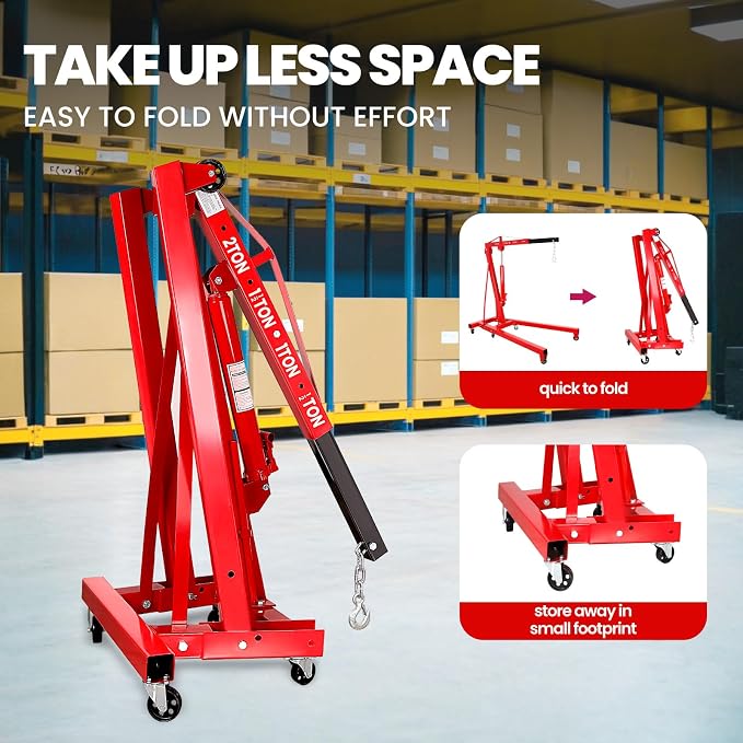 Engine Lift with Load Leveler, 2T Heavy Duty Alloy Steel Folding Cherry Picker - Image 9