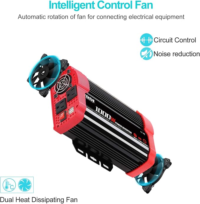 1000W Car Power Inverter, DC 12V to AC 110V Car Inverter - Image 5