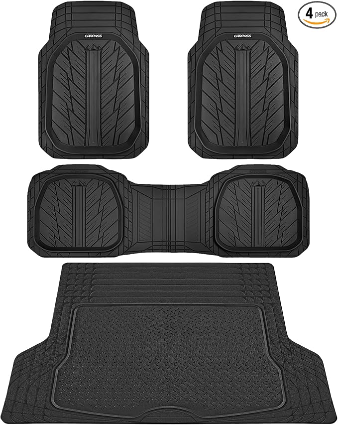 CAR PASS Deep Dish Floor Mats for Cars, Heavy Duty Rubber Floor Mats by CARPASS