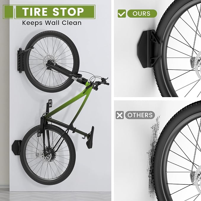 Swivel Bike Wall Mount, 150° Swivel Vertical Bike Rack Wall Hanger Holds up to - Image 3