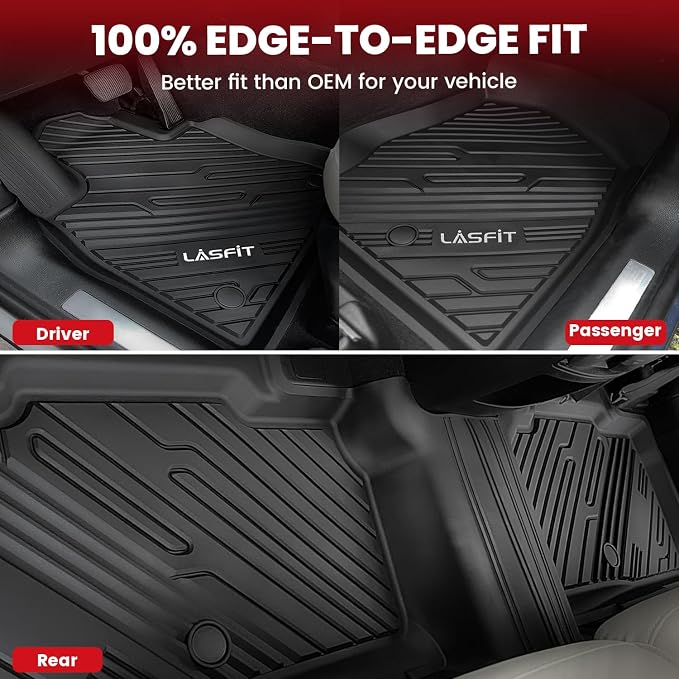 LASFIT Floor Mats for Ford Explorer 2020-2025 6 Passenger TPE All Weather - Image 5