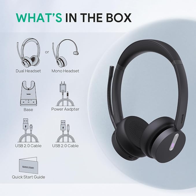 Yealink WH64 DECT & Bluetooth Mono UC Zoom Wireless Headset, 606 ft Range - Image 9