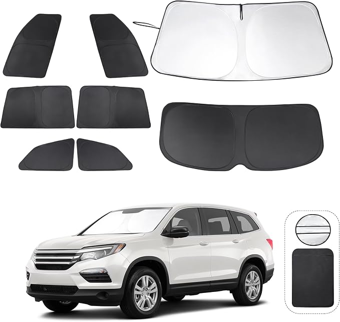 TINGLU Window Shades for Honda Pilot 2016-2025 EX-L Special Edition Elite Black by TINGLU