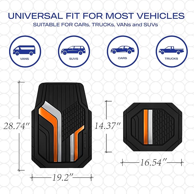 Skechers Heavy Duty Rubber Car Floor Mats, Dual Color Design Floor Mats - Image 6