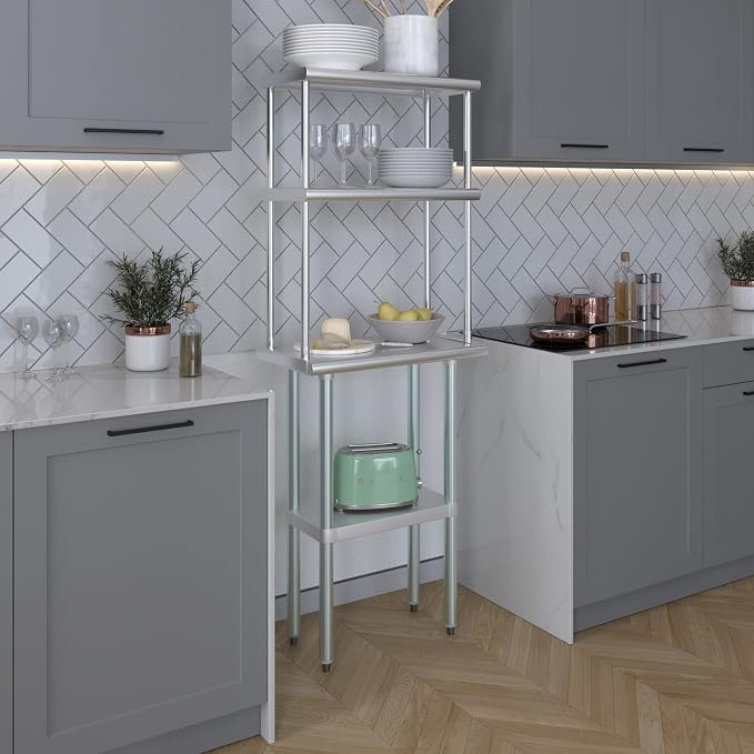 Amgood Stainless Steel Work Table Double Tier Overshelf | NSF - Image 5