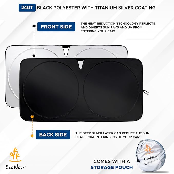 EcoNour Truck Windshield Sun Shade & Sun Block | Sun Shade - Image 4
