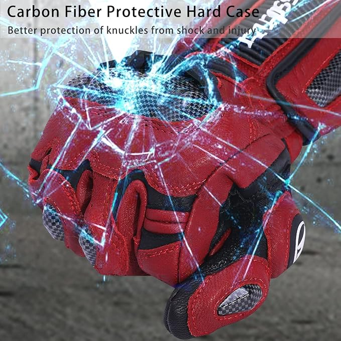 Harssidanzar Leather Motorcycle Gloves - Image 3