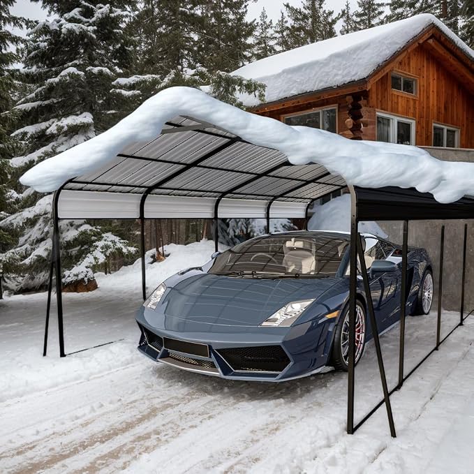 12x20 FT Metal Carport, Heavy Duty Car Port Canopy - Image 7