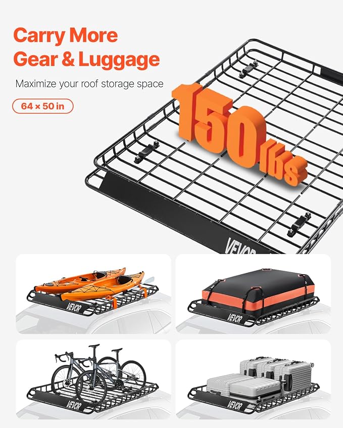 VEVOR Roof Rack Basket, Universal Rooftop Cargo Carrier - Image 2