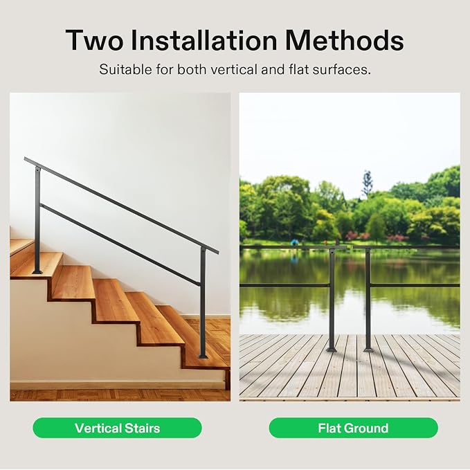 VIVOSUN 2-Pack Outdoor Handrail, 4 Step Stair Handrail, Wrought Mattle Iron - Image 6