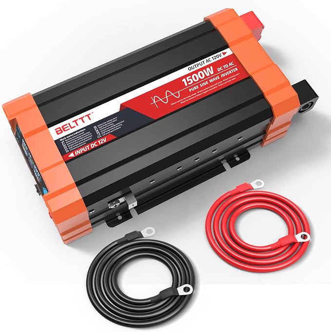 BELTTT 1500W Pure Sine Wave Inverter 12V to 120V AC, Car Power Inverter 12V to by BELTTTPowerInverter