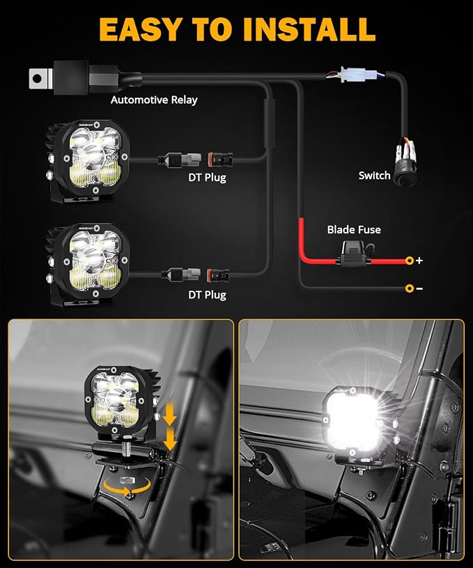 Auxbeam 3 Inch Led Pods Amber Fog White Off Road Driving Light XP-Ultra Series - Image 5