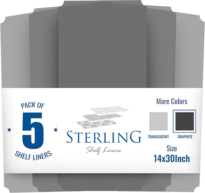 Shelf Liners for Wire Shelf System: Set of 5 in Graphite: 14 x 30 inch: Plastic - Image 3