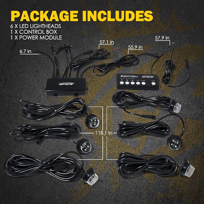 Xprite White Amber LED Hideaway Strobe Lights Kit 20 Flashing Patterns - Image 7